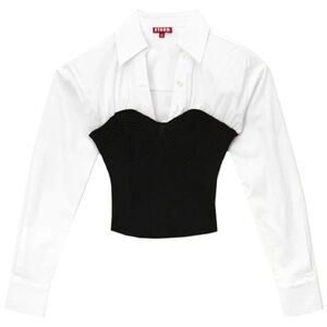 STAUD Hazel Top Size XS Sweater Button Up Corset Style Dark Academia 90s Style